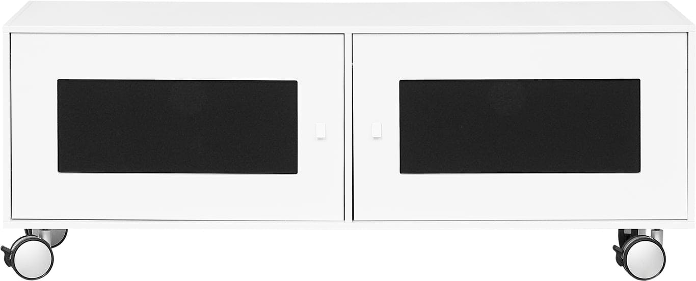 Bilde av Square TV-bord 120 cm (oppsett 33, malt MDF hvit, stoff-front, hjul)