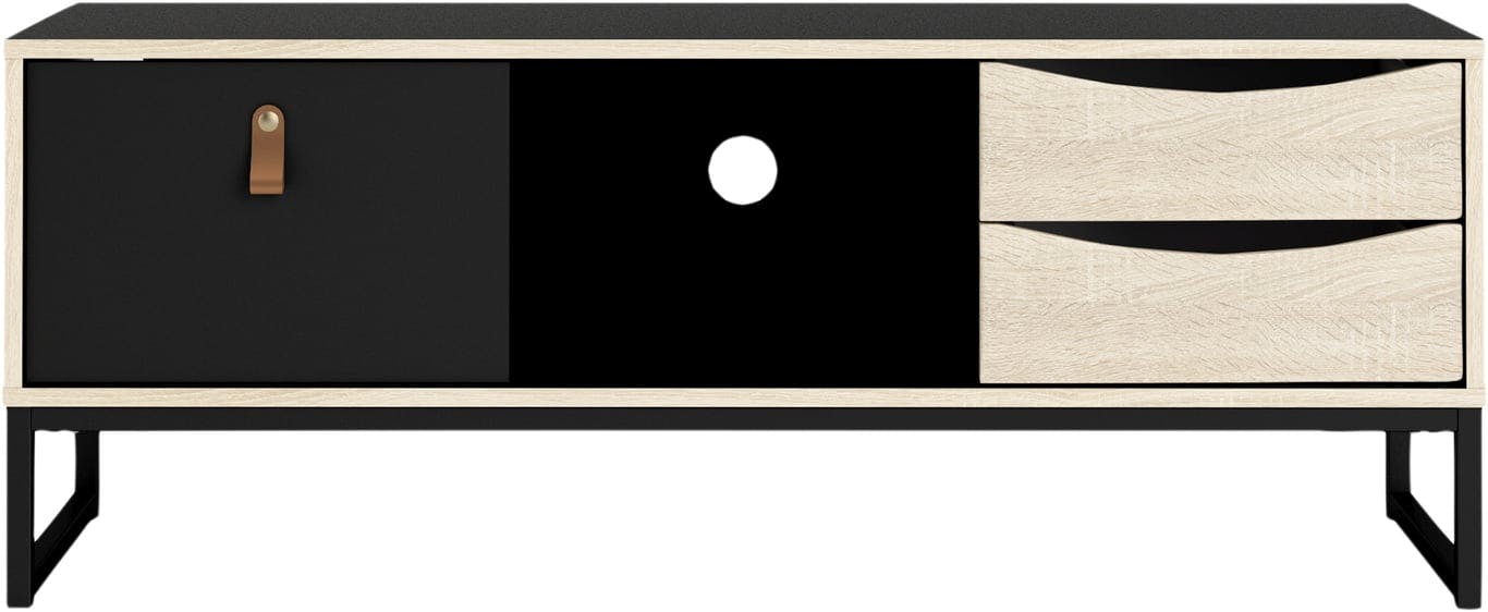 $Bilde av Nyhavn tv-benk (117 x 40, H 42 cm matt svart/eikefolie med 3 skuffer)