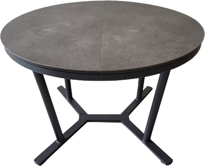 Bilde av Montero uttrekksbord (Sort aluminiums ramme, mørk grå SPC (Stone plastic composite) bordtopp. 50cm bred butterfly illeggsplate.)